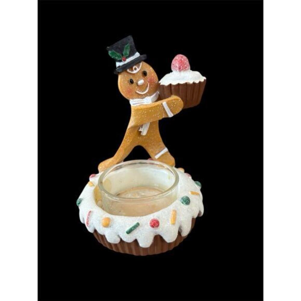 Vtg Yankee Candle Gingerbread Baking Votive Candle Holder Christmas Holiday Ret